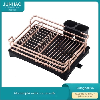 Aluminijski stalak za posuđe s odvodom vode na kuhinjskom pultu, skladištenje posuđa i pribora