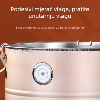 Nerđajući čelični spremnik za čaj i zrna kave s prozirnim prozorom, ojačan, otporan na vlagu i štetnike, s higrometrom, zatvoren spremnik za čuvanje kave