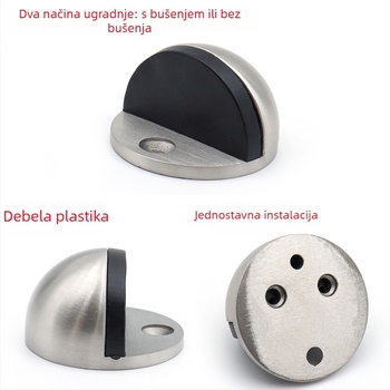 Bez bušenja gumeni stopper za vrata, za staklena vrata kupaonice, polukružni tampon, pod