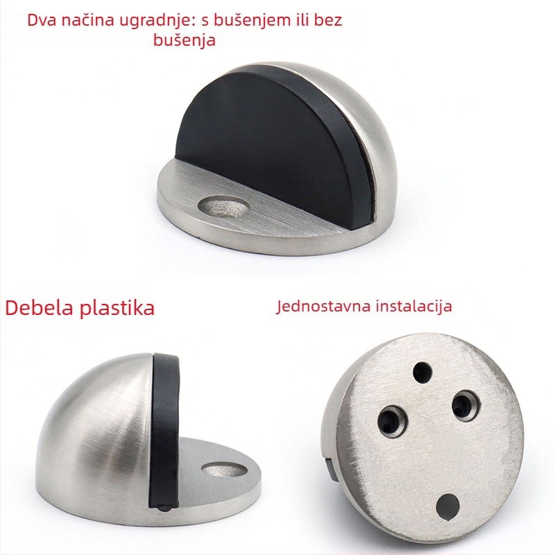 Bez bušenja gumeni stopper za vrata, za staklena vrata kupaonice, polukružni tampon, pod