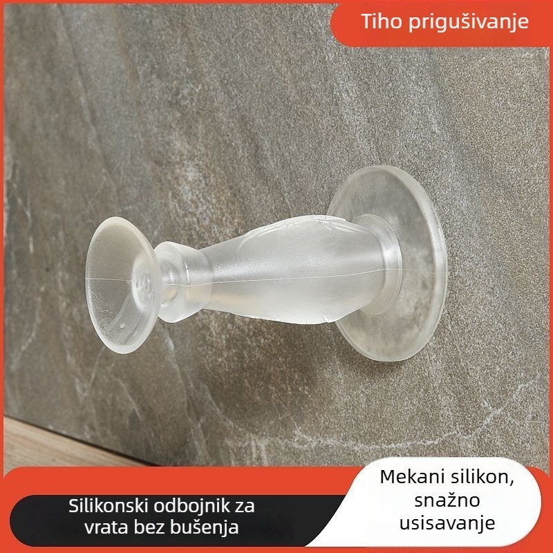 Silikonski zatvarač vrata bez bušenja za staklena vrata kupaonice, protiv sudara, dvostrano postavljanje za kuhinjska i kupaonska vrata