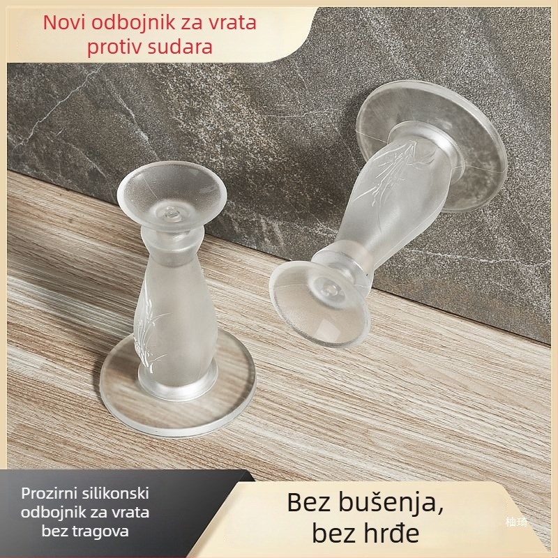Silikonski zatvarač vrata bez bušenja za staklena vrata kupaonice, protiv sudara, dvostrano postavljanje za kuhinjska i kupaonska vrata