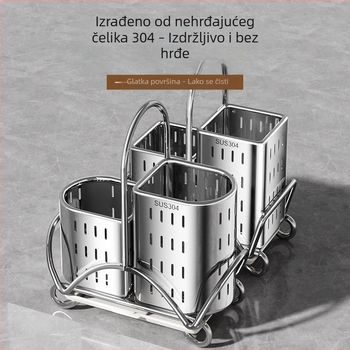 Držač štapića od 304 nehrđajućeg čelika i organizator pribora – kuhinjska stolna kula za štapiće, vilice i žlice