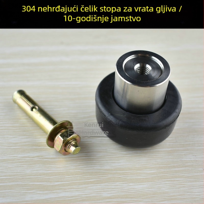 Držač vrata s kapom od 304 nehrđajućeg čelika, čvrsta konstrukcija, za staklena vrata, gumeni limiter, 45