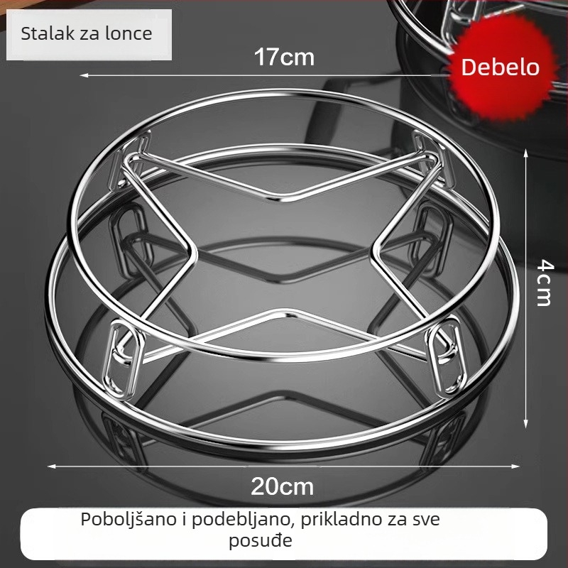 Stalak za lonce od nehrđajućeg čelika za kuhinju, višenamjenski stalak za pohranu, zaštita od opeklina, stalak za kuhanje na pari