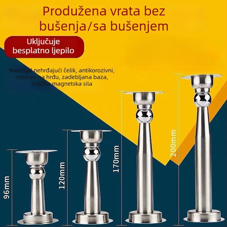 Produženi zaustavljač vrata od nehrđajućeg čelika, magnetski montiran iza vrata, zaštita od sudara