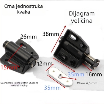 Okrugli magnetski zapinjač za vrata ormara s plastičnim amortizerom