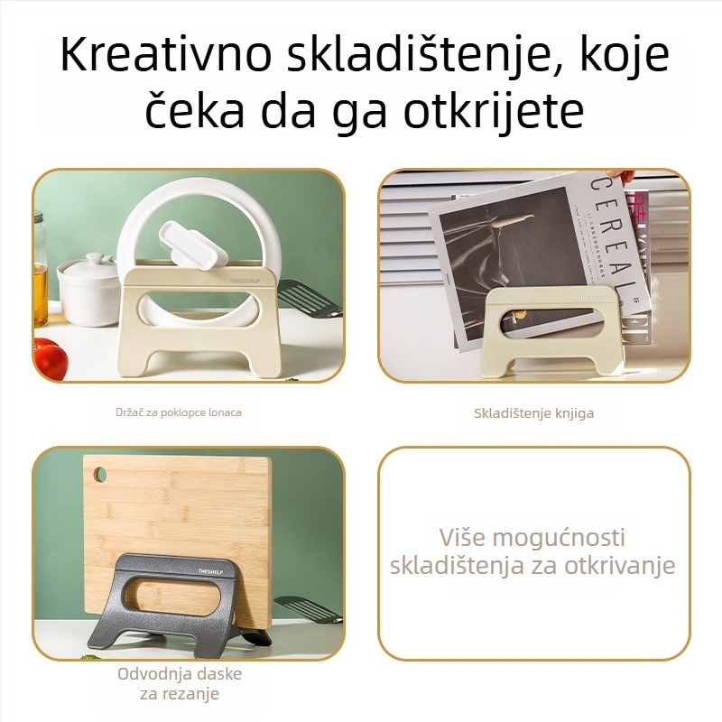 Višenamjenski kuhinjski organizator s automatskim otvaranjem i zatvaranjem poklopca te držač za daske za rezanje, podni organizator