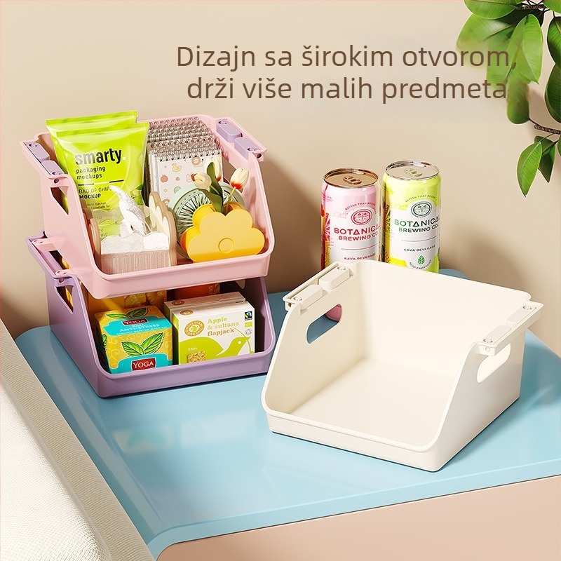 Pravokutna plastična kutija za pohranu na radnoj površini — organizator za užinu i sitne predmete, višeslojni organizator