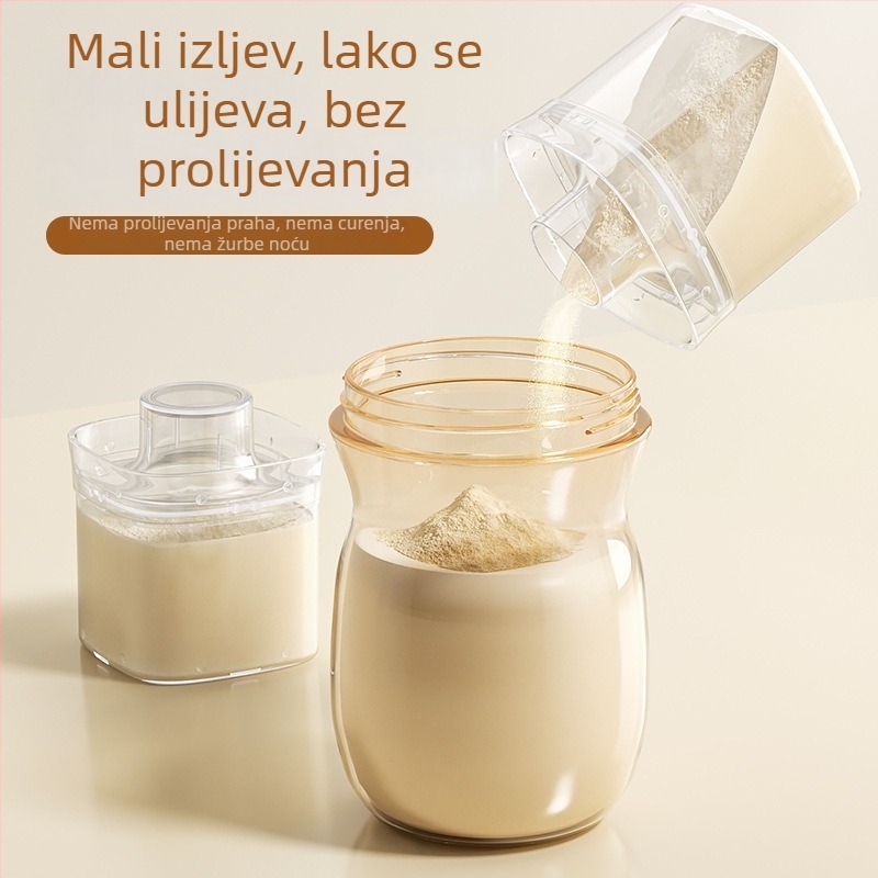 Prijenosna kutija za mlijeko u prahu i dječju hranu sa podijeljenim pretincima i zapečaćenim posudama otporne na vlagu