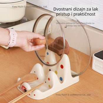 Plastični stalak za poklopce lonaca, dasku za rezanje i špatule – organizator kuhinjskog prostora, bez ugradnje, okrugli dizajn, etnički stil