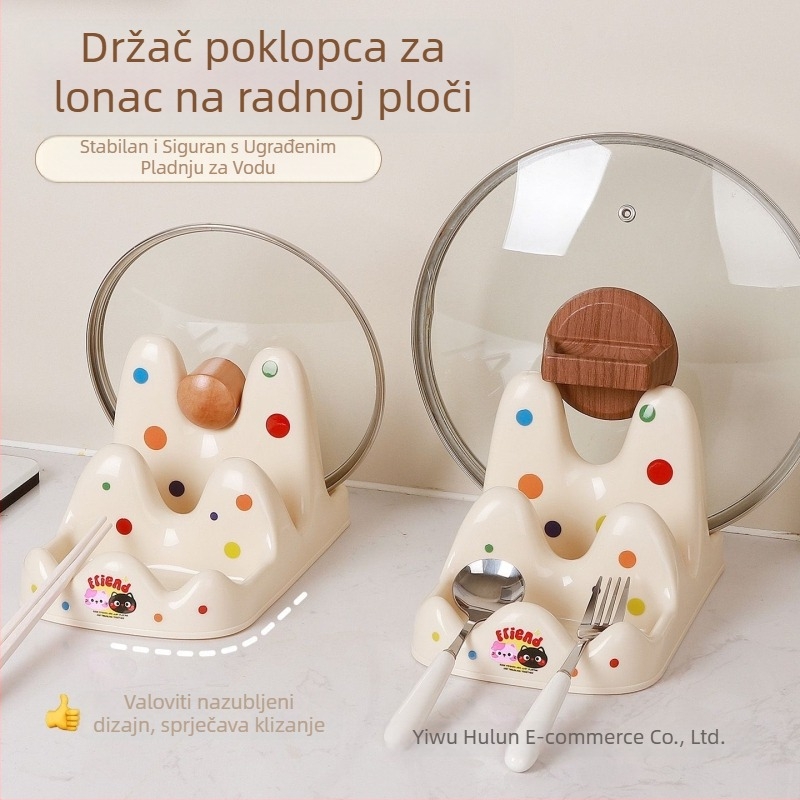 Plastični stalak za poklopce lonaca, dasku za rezanje i špatule – organizator kuhinjskog prostora, bez ugradnje, okrugli dizajn, etnički stil