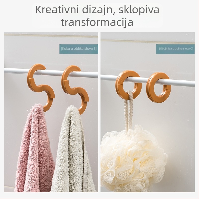 Višenamjenska sklopiva S-oblika vješalica za odjeću, kuhinju i kupaonicu – bez bušenja