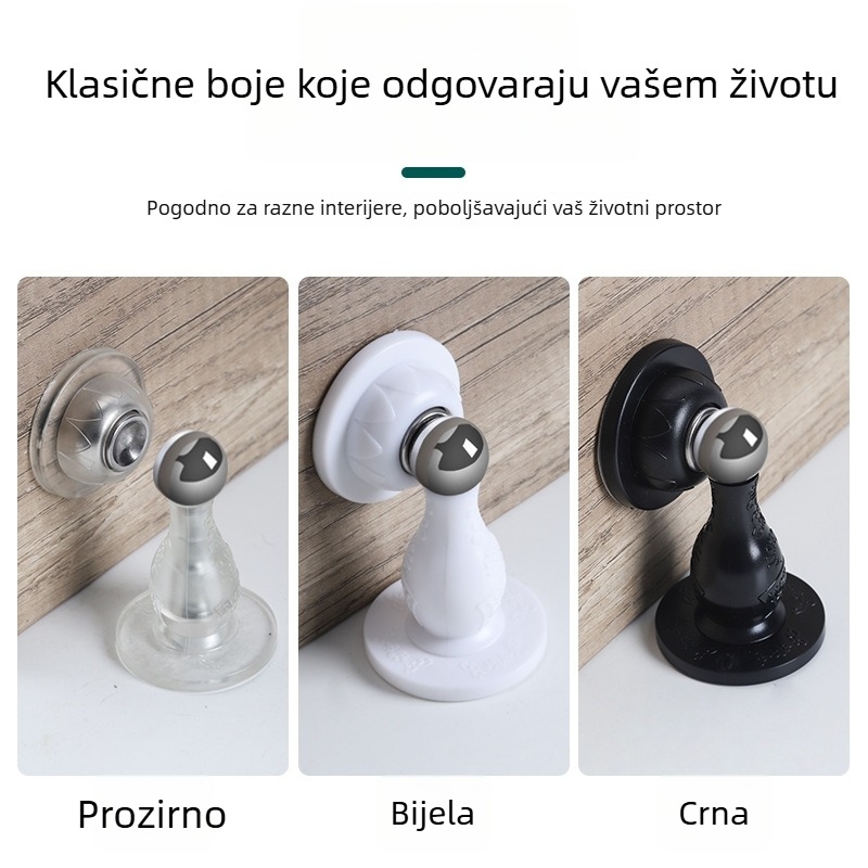 Zidni magnetski zaustavljač vrata sa silikonskim amortizerom, bez bušenja, za kućnu upotrebu
