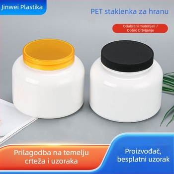 1 L PET plastična posuda za hranu sa širokim otvorom i navojnim poklopcem – za kiseli krastavci, suhe namirnice, grickalice i slatkiše