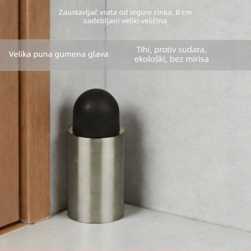 Gornji zaustavljač vrata od stakla s gumom na glavi, legura cinka, 8 cm, zidna montaža