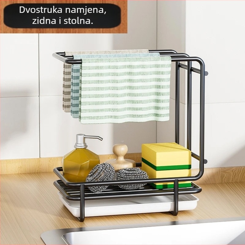 Kuhinjski držač za krpe i spužvice, bez bušenja, za ploču ili zidni montažni