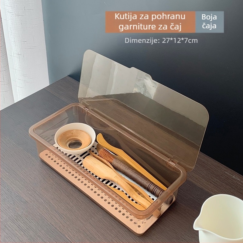 Stolni organizator za čajni servis s poklopcem i stalak za sušenje štapića