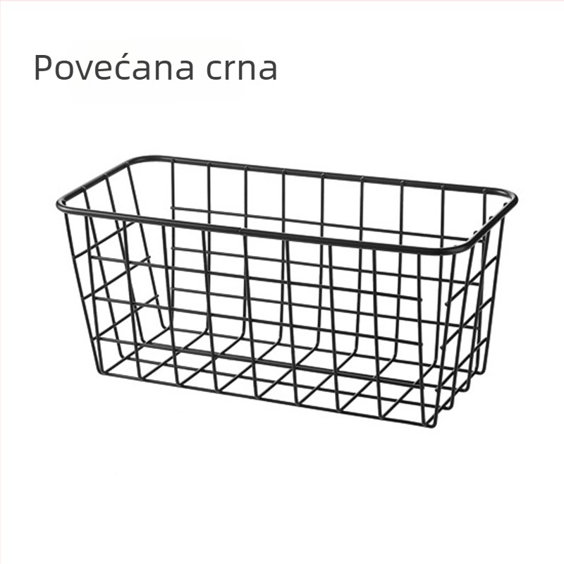 Željezni zidni ormarić za pohranu sa košarom, bez bušenja, za kuhinju i kupaonicu