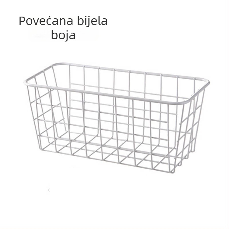 Željezni zidni ormarić za pohranu sa košarom, bez bušenja, za kuhinju i kupaonicu