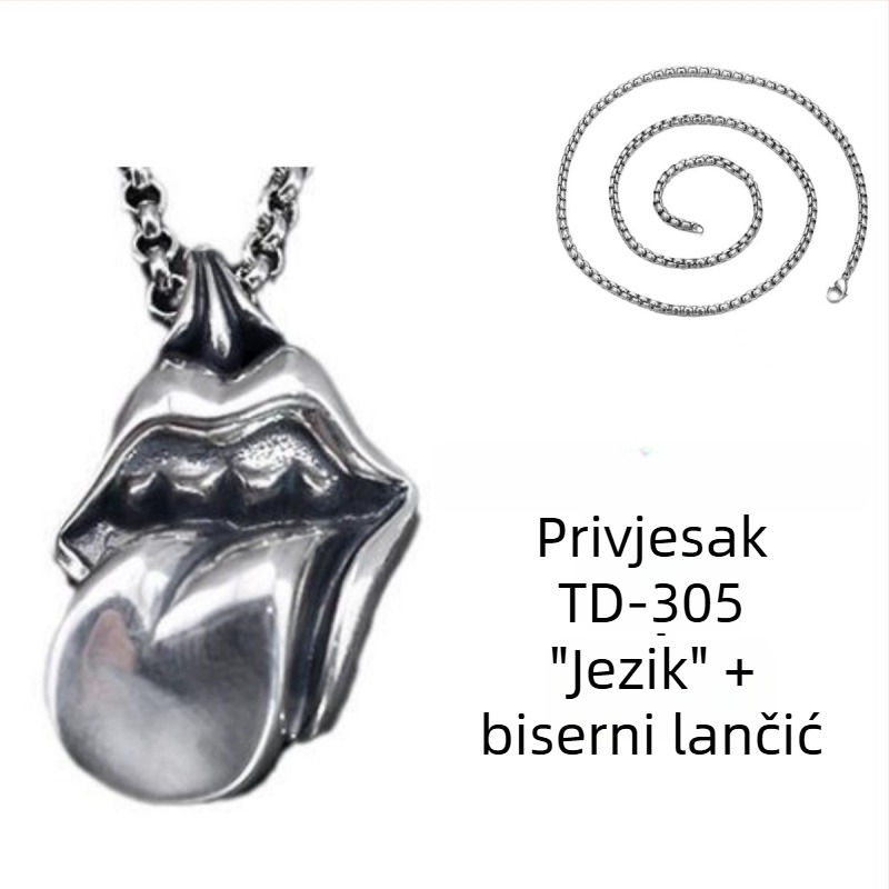 Yishang vintage lanac s privjeskom jezika, unisex, geometrijski stil, bakar s premazom srebra
