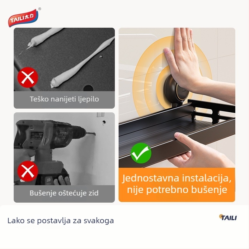 Taili kuhinjski stalak s usisnim ventuzama za začine — višenamjensko skladištenje, širok dizajn