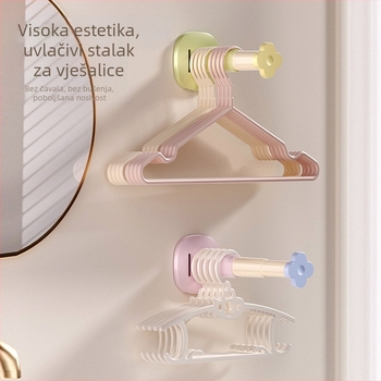 Nova zidna sklopiva vješalica za odjeću, povlačna, bez bušenja, montaža ljepilom, kućni organizator skladištenja