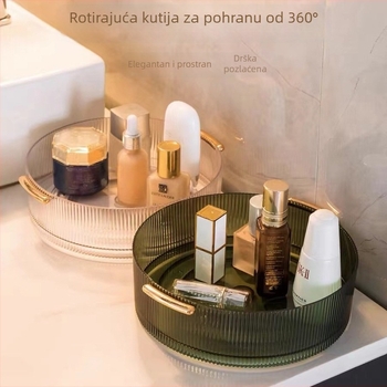 Prozirna rotirajuća kutija za pohranu kozmetike, parfema i njege kože; stolni organizator za šminku i kuhinjske začine.