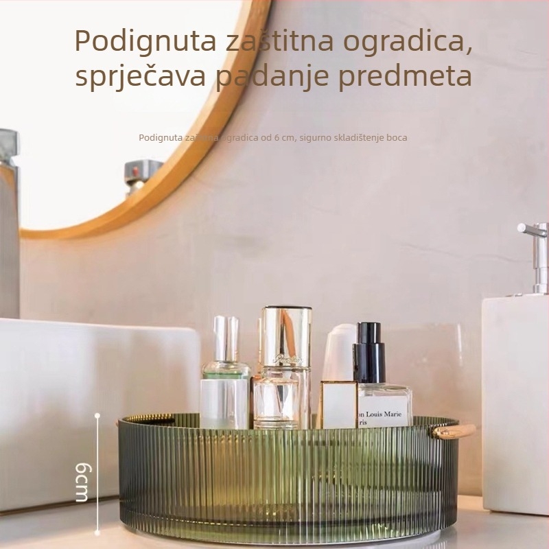 Prozirna rotirajuća kutija za pohranu kozmetike, parfema i njege kože; stolni organizator za šminku i kuhinjske začine.