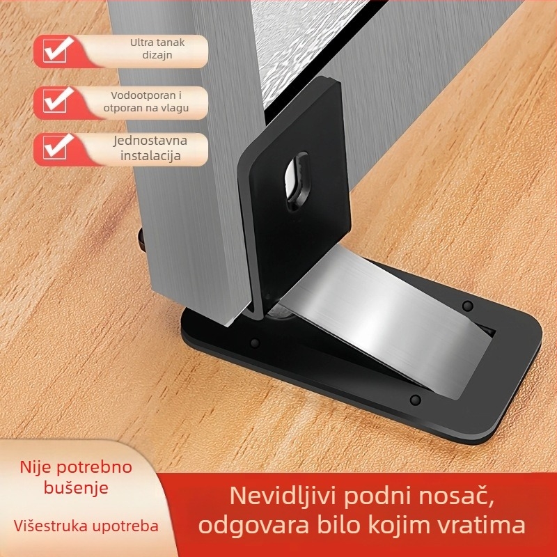 Unutarnji nevidljivi magnetski držač za staklena vrata s usisavanjem na pod, bez bušenja, ultra uzak okvir, za kupaonicu i spavaću sobu