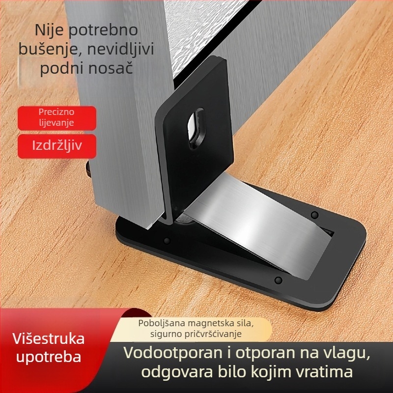 Unutarnji nevidljivi magnetski držač za staklena vrata s usisavanjem na pod, bez bušenja, ultra uzak okvir, za kupaonicu i spavaću sobu