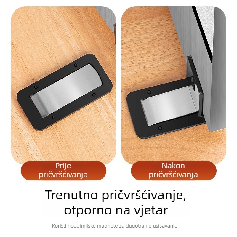 Unutarnji nevidljivi magnetski držač za staklena vrata s usisavanjem na pod, bez bušenja, ultra uzak okvir, za kupaonicu i spavaću sobu