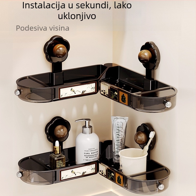 Retro stil držač za pohranu s usisnim čašicama, zidni, bez bušenja, rotirajući kuhinjski organizator