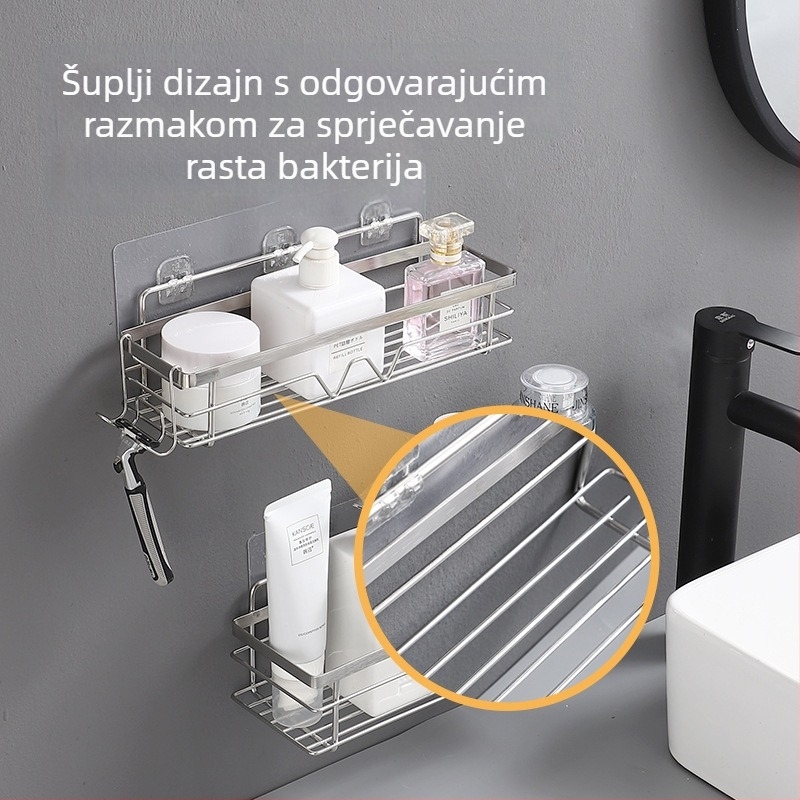 304 nehrđajući čelik, kupaonica — zidni višenamjenski spremnik za odlaganje, držač sapuna, bez bušenja