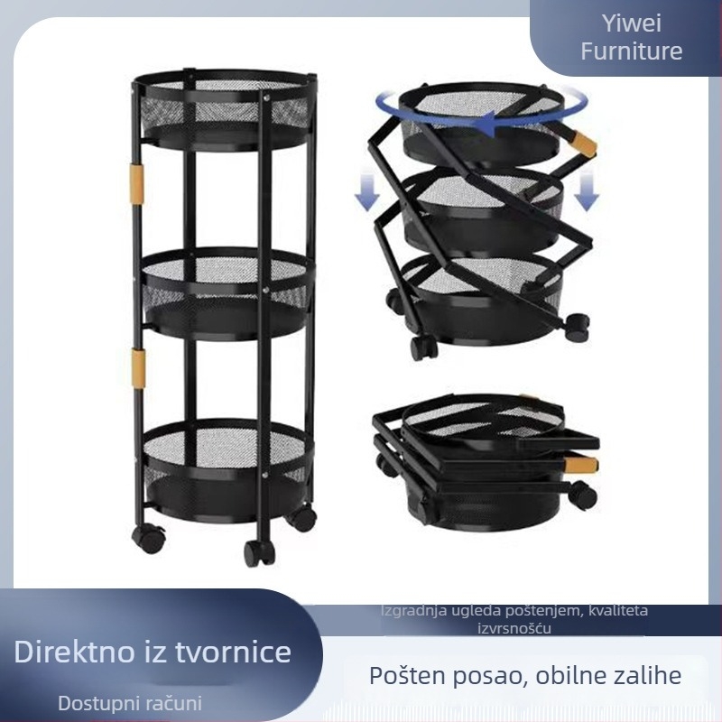 Rotirajući kuhinjski stalak za pod, bez montaže, višeslojni stalak za povrće za kućnu upotrebu