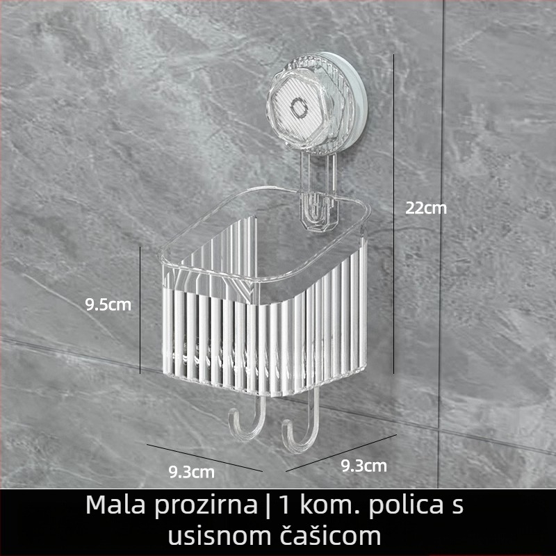 Zidni organizator s usisnom čašicom za kuhinju i kupaonicu, jednostupanjski držač za začine i kozmetiku