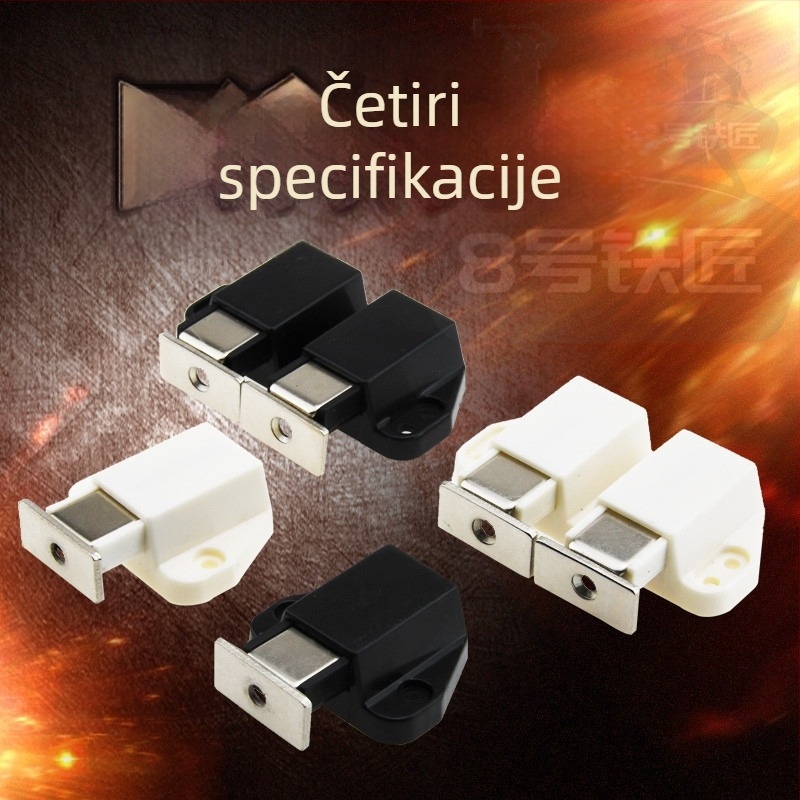 Crni mali nevidljivi stopper za vrata s pritisknim mehanizmom i magnetskim stopperom za ormarske vrata