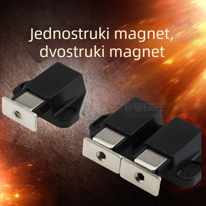 Crni mali nevidljivi stopper za vrata s pritisknim mehanizmom i magnetskim stopperom za ormarske vrata