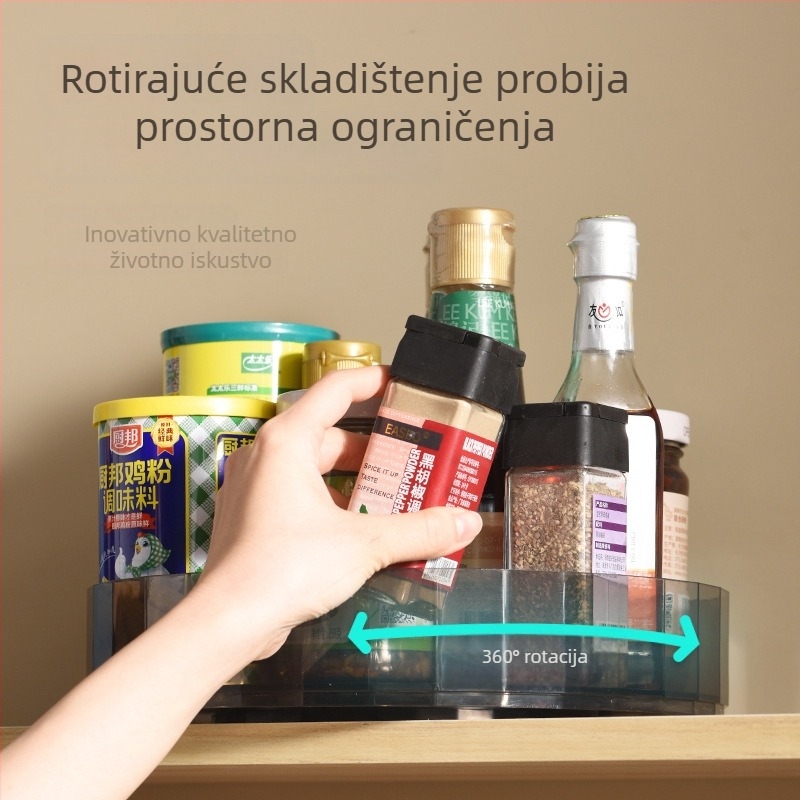 Kuhinjski višefunkcijski rotirajući spremnik za začine i kozmetiku na stolu