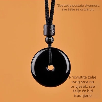 Putuo Mountain prirodni obsidijan privjesak, talisman za godinu zodijaka, unisex lančić poklon