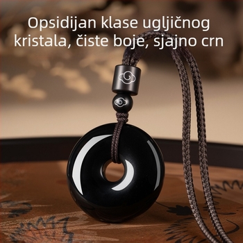 Putuo Mountain prirodni obsidijan privjesak, talisman za godinu zodijaka, unisex lančić poklon