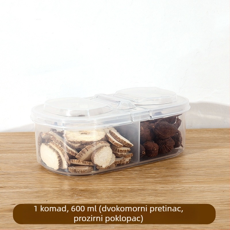 Plastična kutija za začine s odjeljcima za Sichuan papar, anis i sušene čili papričice – kuhinjski organizator začina