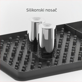 Silikonska podloga za odvodnju posuđa s odvojivim držačem za zdjele i pribor