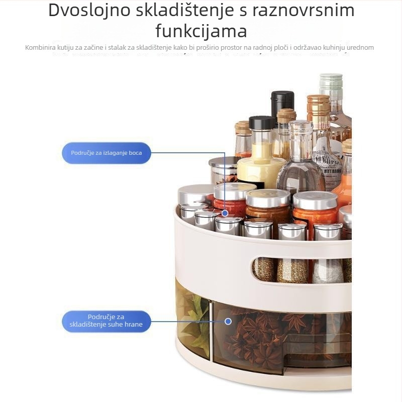 Okretni kuhinjski stalak za pohranu začina – višenamjenski organizator