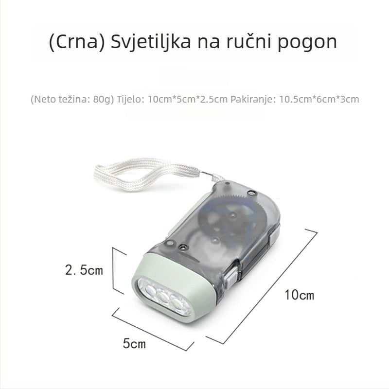 Vanjska ručna LED svjetiljka s pogonom na ručni pogon, dodaci za kutiju prve pomoći i oprema za nužne situacije
