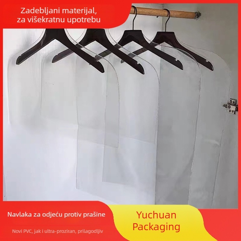 Prozirna PVC zaštitna vreća za odjeću s povećanom debljinom, zaštita od prašine za odijela, krzno i vunene kapute