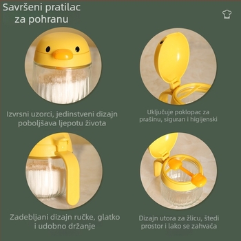Staklena posuda za začine s motivom patke za kuhinju
