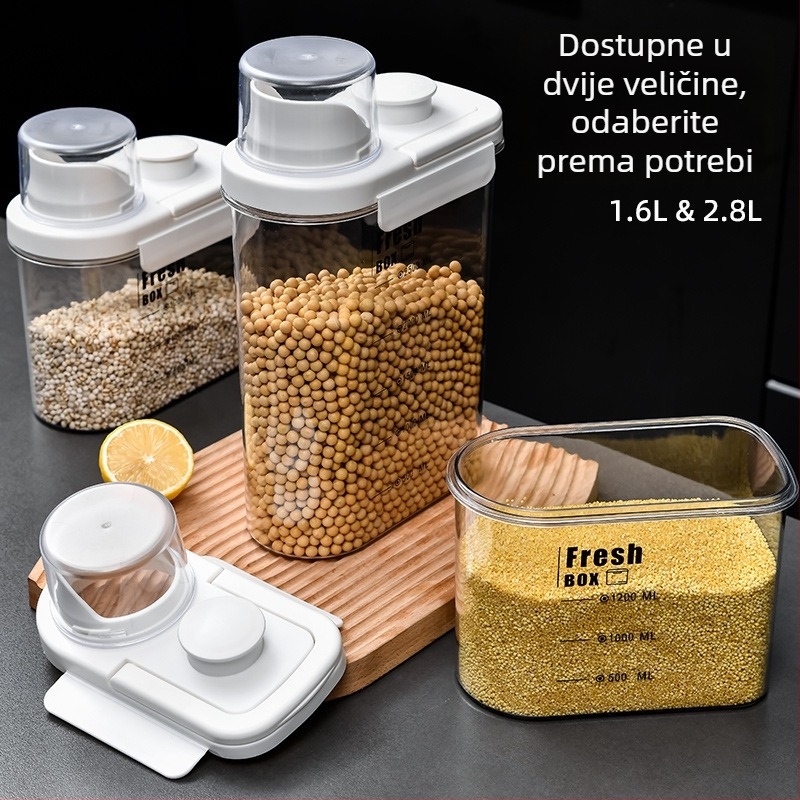 Metalni spremnik za rižu, hermetički zatvoren spremnik za žitarice, otporan na insekte i prašinu, moderni minimalistički dizajn, kapacitet do 4 L