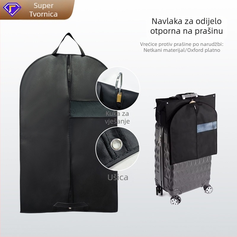 Torba za prašinu za odjeću od netkane tkanine s prozirnim prozorom, navlaka za odijelo, zaštita od vlage