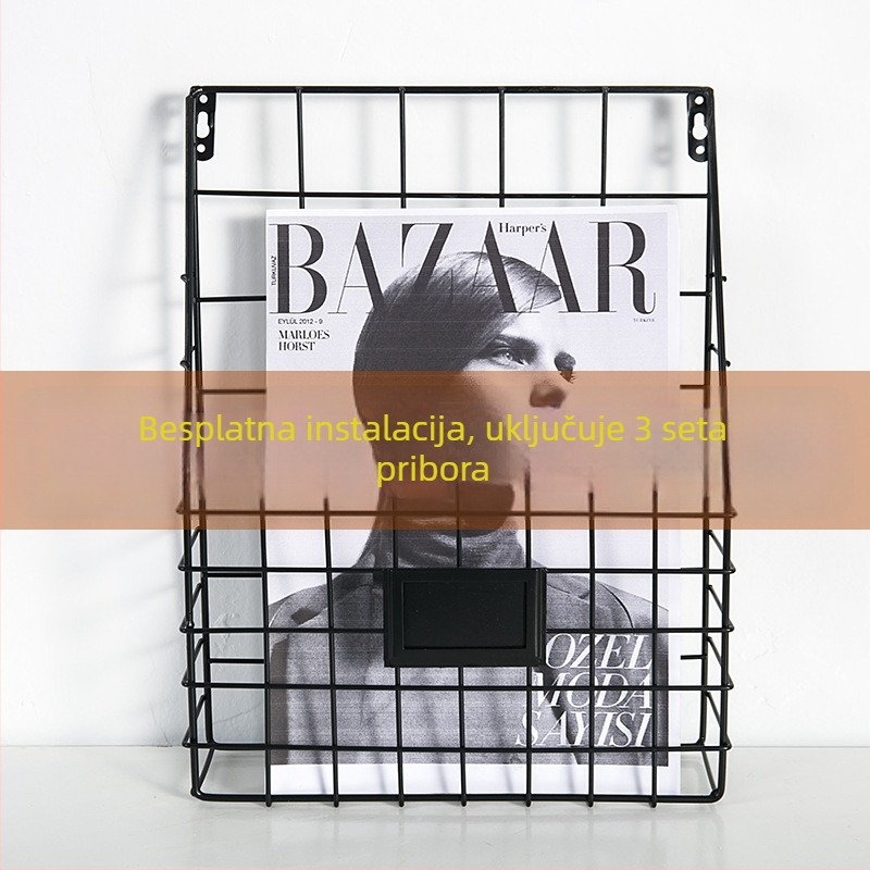 Skandinavski željezni zidni držač za časopise, minimalistički dnevni boravak